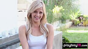 Audrey Allen Strips Teasing Her Petite Shaved Pussy and Natural Tits Curves!