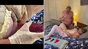 Granny Carmen Angel Dildo Fucks Missionary to Creampie Orgasm!