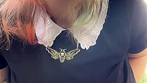 Alt milf smokes outback, chilling with her cigarette in the fresh air casually