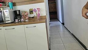 Risky quickie with hubby's friend shakes my big ass while he showers