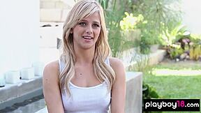 Audrey Allen Strips Teasing Her Petite Shaved Pussy and Natural Tits Curves!