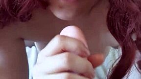 hey your hot redhead arty works feet and mouth on dick till cum covers her pretty face pov