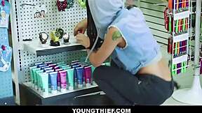 Petite blonde shoplifter rims cop's cock for freedom