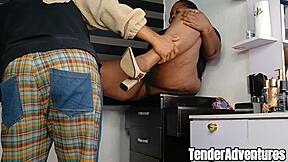 After-Work Quickie Devours Big Hard Black Cock