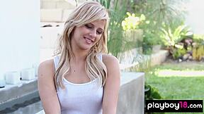 Audrey Allen Strips Teasing Her Petite Shaved Pussy and Natural Tits Curves!