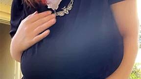 Alt milf smokes outback, chilling with her cigarette in the fresh air casually