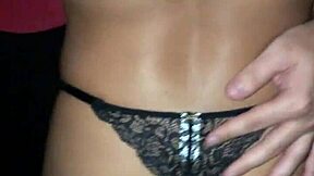 Boss wife flashes tanned tits at swingers house before gloryhole blowjob on huge cock.