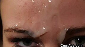 wanna see this nasty hottie swallow every drop of jizz off her face??