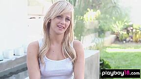 Audrey Allen Strips Teasing Her Petite Shaved Pussy and Natural Tits Curves!