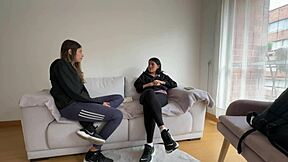 paying rent to my roomie with hot lesbian scissoring fingering and orgasms