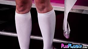 small tits teen ophelia fae stretches sexy in lingerie before stripping naked