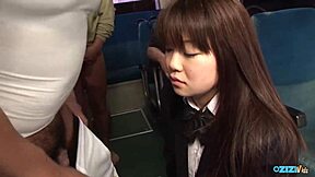 bound asian uniform girl fingered and toyed before creampie gangbang