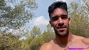 Why hide that monster cock while stroking naked in the woods?