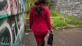 Yo Polish milf boss caught sucking big cock outdoors sloppy