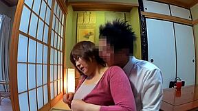 Tricking older wife takako into watching porn with stranger in hospital leads to fingering boobs and cowgirl riding