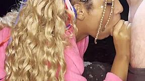 Vicky Menage Slobbers on Tiny Cock in Brazilian Amateur Suck Fest