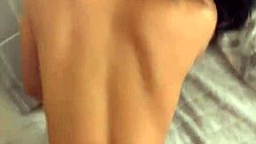 hairy asian teen pussy gapes wide from doggystyle and missionary pounding