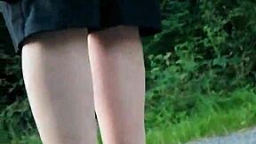 morning stroll in nylons and birkenstocks shows off my sexy feet