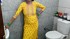 why does this indian mommy beg stepson for creampie doggystyle in the bathroom close-up?
