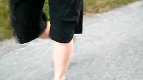 morning stroll in nylons and birkenstocks shows off my sexy feet