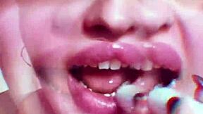 yo, this nude chick's glossy lips got you throbbing for her kinky bdsm commands??