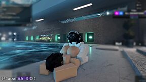 Bent over shy big ass girl roughly fucked doggystyle by pool