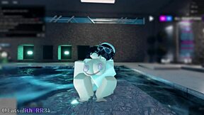 Bent over shy big ass girl roughly fucked doggystyle by pool