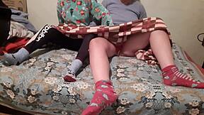 we sneak mutual masturbation under covers while parents watch movie nearby