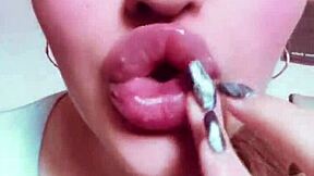 yo, this nude chick's glossy lips got you throbbing for her kinky bdsm commands??