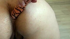 beautiful bbw shakes juicy fat ass in deep anal dildo masturbation doggy closeup