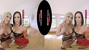 Reality lovers captures threesome with two fetish milfs in heels latex