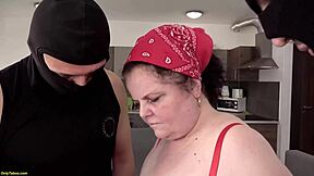 oh man that frat granny gets her ass destroyed in rough threesome fisting