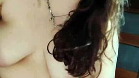 cute chubby colombian brunette rides small cock cowgirl in bedroom pov