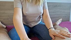 hey babe i just covered my hot amateur wife's huge natural tits with my warm cum load