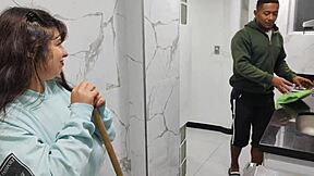 Rioc bends Jennie over kitchen counter pounding her tetona tits and curves