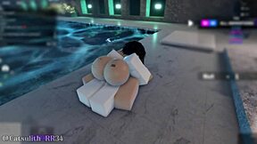 Bent over shy big ass girl roughly fucked doggystyle by pool