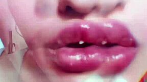 yo, this nude chick's glossy lips got you throbbing for her kinky bdsm commands??