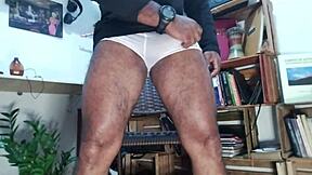 brazilian pornstar kojac strokes his fat huge monster cock with hairy armpits tattooed body in underwear