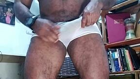 brazilian pornstar kojac strokes his fat huge monster cock with hairy armpits tattooed body in underwear