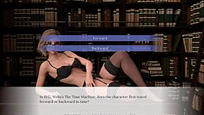 Bookworm Blonde Emma Plays with Big Tits Pussy in Library Creampie