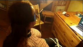 i'm blindfolded choking on cock as bound wife augusta gets doggystyle fucked