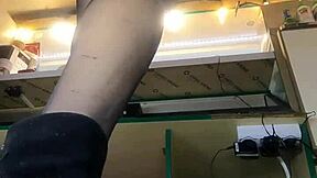 sexy milf long legs big pussy lips upskirt flashes in mini skirt