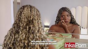 Angela's Huge Ebony Tits and Ass Bounce in Wild Second Casting Interview!