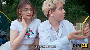 A shy couple rims asses then takes first time hard anal outdoors?