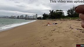 Crazy Hottie Flashes Tits on Beach and Lets Stranger Cum All Over Them!