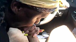 BLACK HOOKER SUCKS WHITE COCK HARD IN CAR POV!