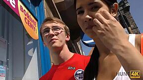 Old cuck watches teen girlfriend fucked outdoor by stranger pov