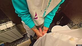 teacher fills my wet panties with cum in school toilet! 💦🚽