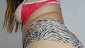 petite brunette fingers wet pussy and twerks ass hard on video call