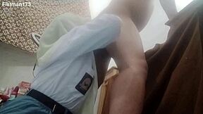 indonesian college girl sucks cock uniform deep until hot cum fills her mouth ass to mouth